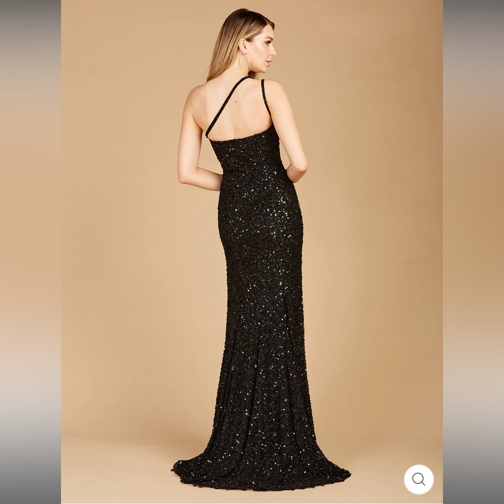 One shoulder embellished gown with slit